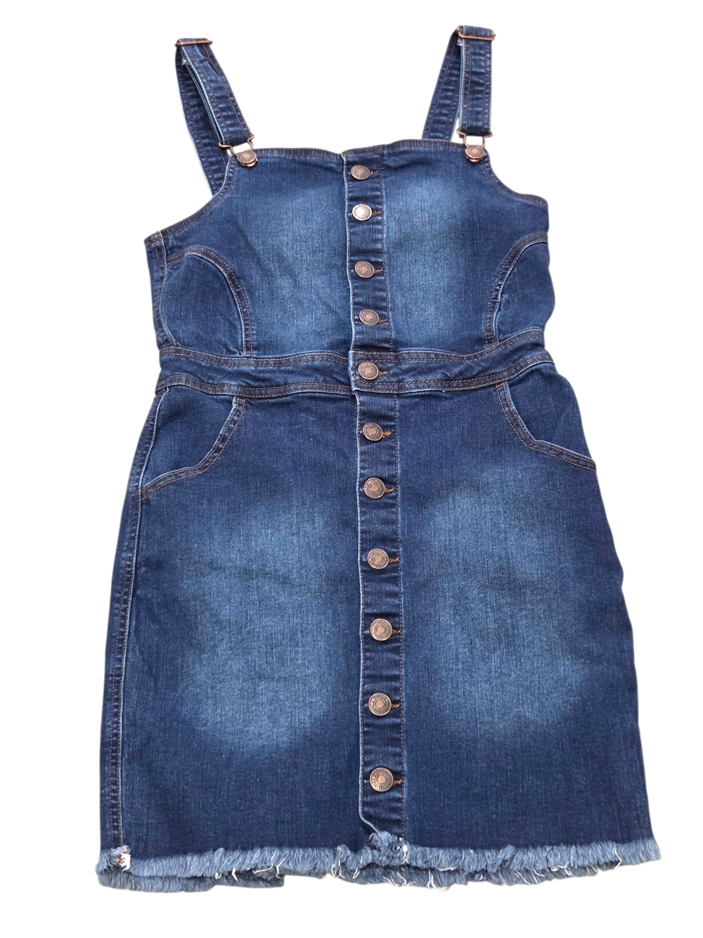 Wax Jean Dark Wash Button Down Denim Pinafore Dress Size Small Western Cowgirl